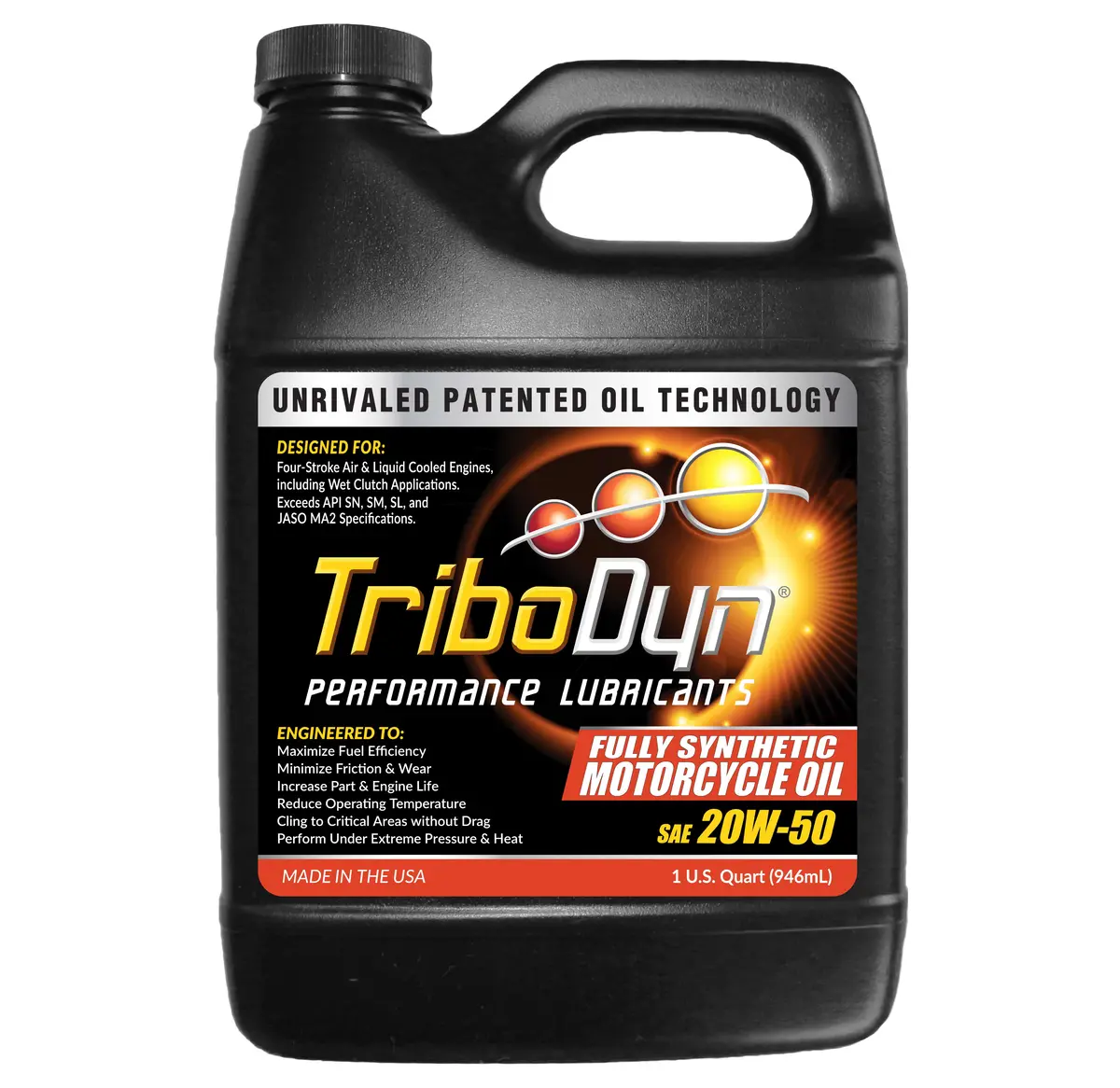 Tribodyn 20W-50 Jaso Ma2 Fully Synthetic Motorcycle Oil 1