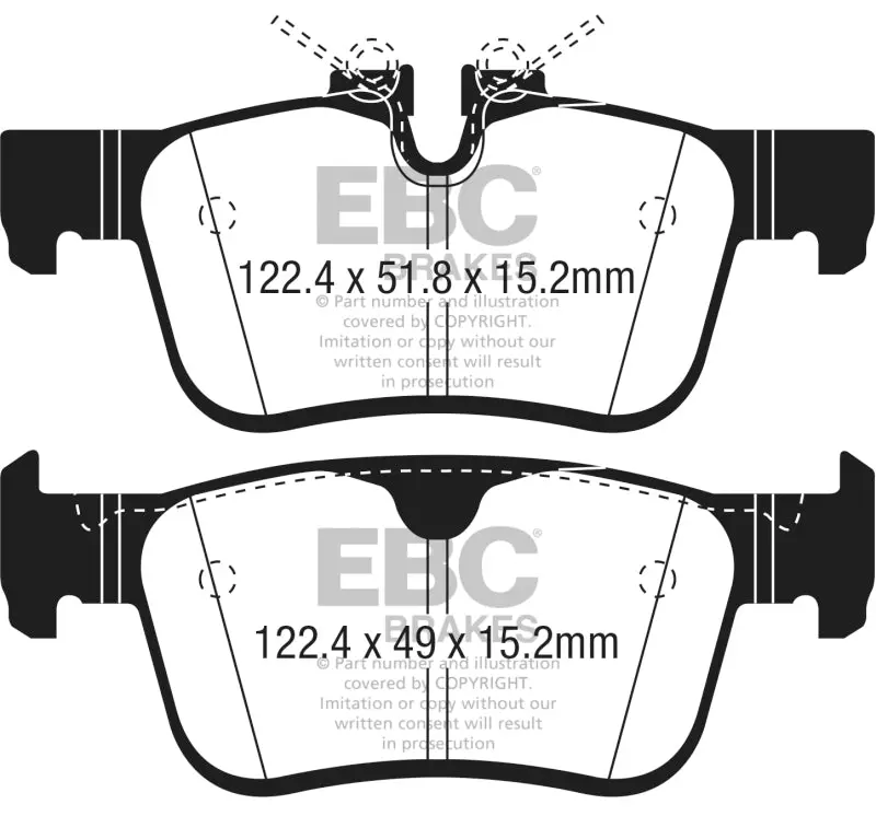 Ebc Redstuff Rear Brake Pads For 2017+ Volvo S90 (2.0L Turbo) 1