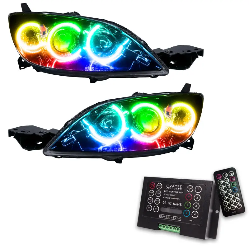 Oracle Lighting Colorshift Smd Headlight Kit For 2004–2009 Mazda 3 Sedan – Halogen-Style Design With 2.0 Controller 1