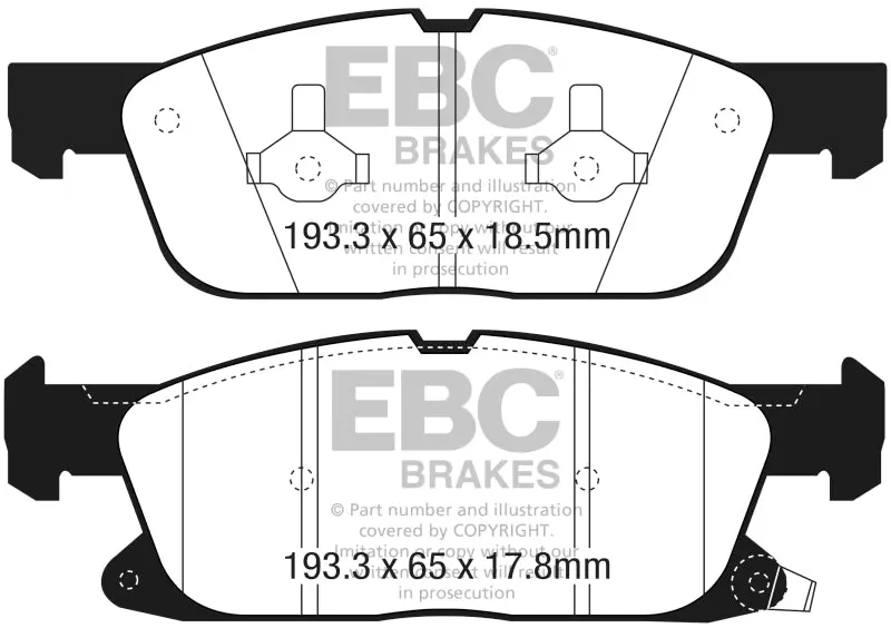 Ebc 2016+ Lincoln Continental (10Th Gen) 2.7L Twin Turbo Redstuff Front Brake Pads 1