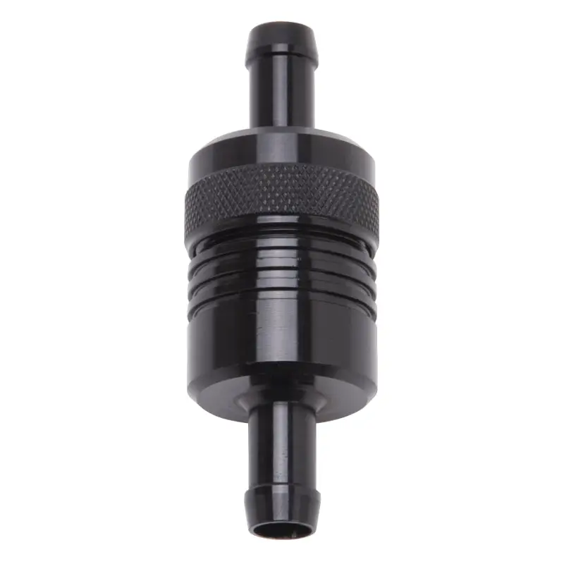 Edelbrock Aluminum Fuel Filter – 3" X 1/8" Inlet/Outlet, 3/8" Ports, Black Finish 1