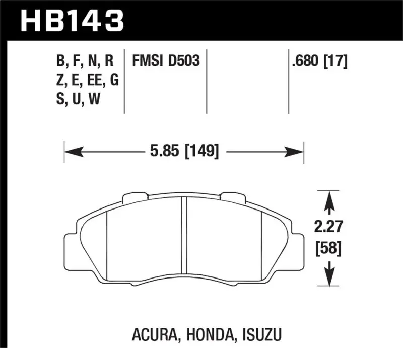 Hawk Performance Er-1 Front Brake Pads For 1997–1998 Acura Cl 3.0L 1