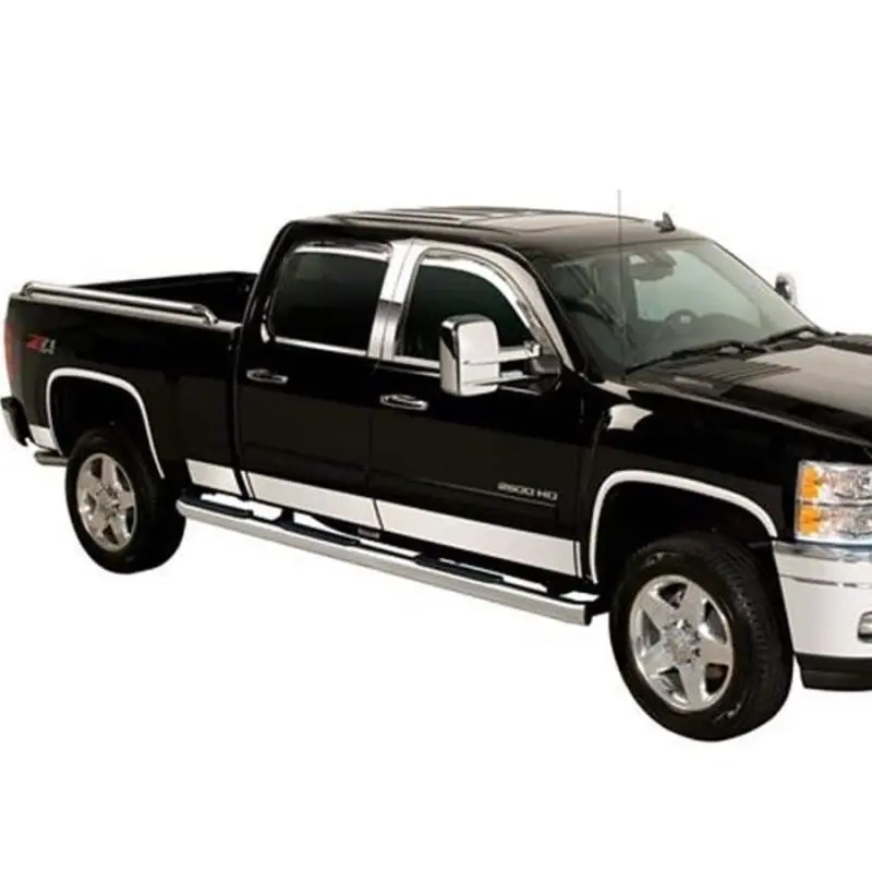 Putco Stainless Steel Rocker Panel Trim Kit – 12-Piece, 6In Width, For 2007–2013 Chevrolet Silverado Crew Cab (5.5Ft Box) 1