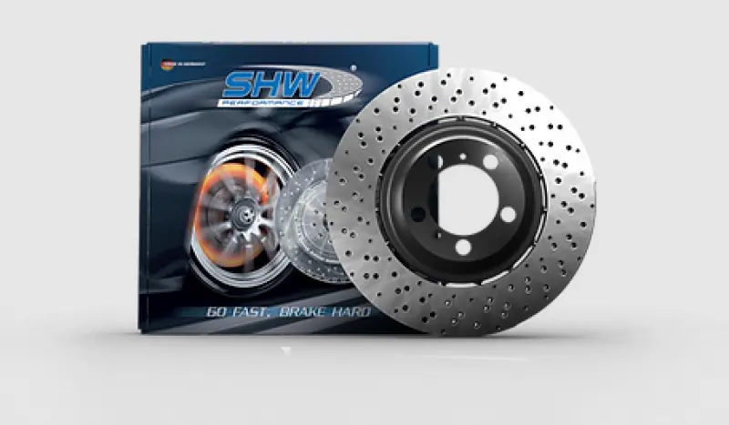 Shw 2021 Porsche 911 Turbo 3.7L Right Front Cross-Drilled Lightweight Brake Rotor (992615302T) 1