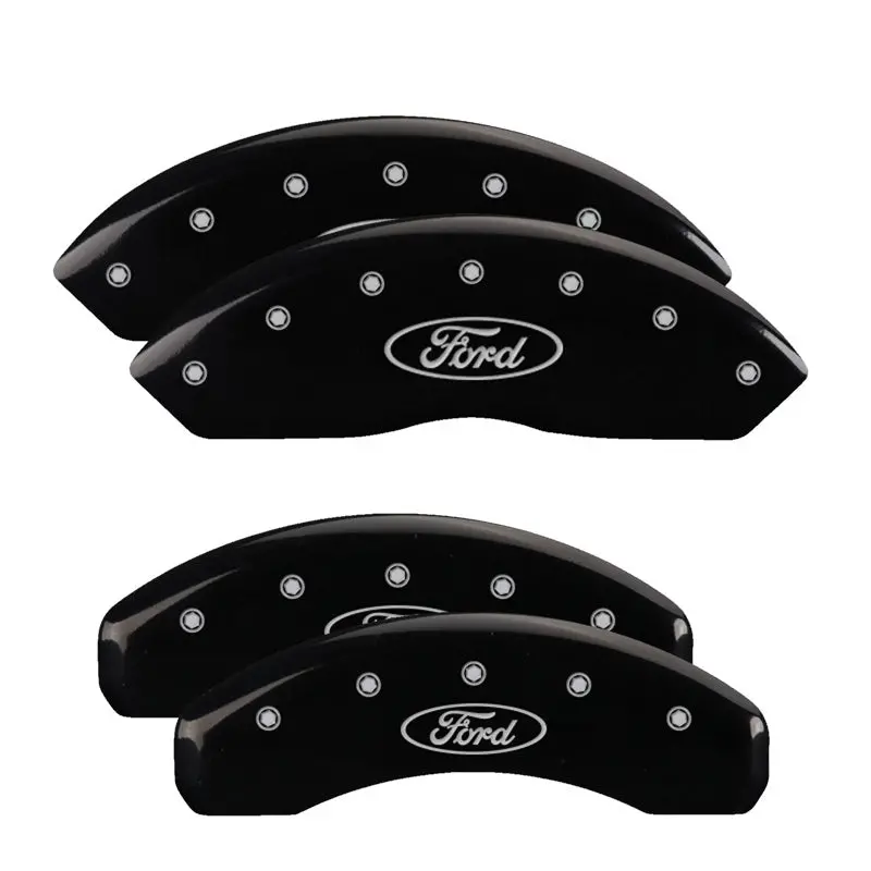 Mgp Engraved Brake Caliper Covers For Ford – Front And Rear Oval Logo With Black Finish And Silver Accent 1