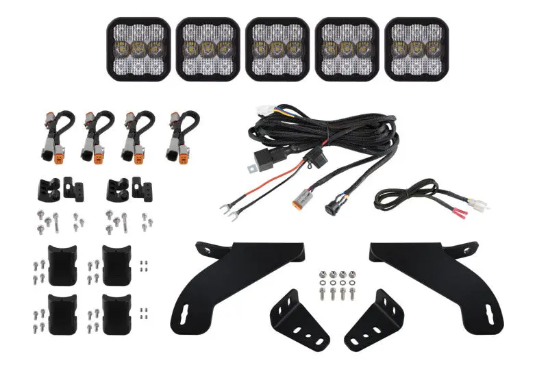Diode Dynamics Ss5 Grille Lightbar Kit For 2021–2022 Ford F-150 Supercrew — White Combo 1