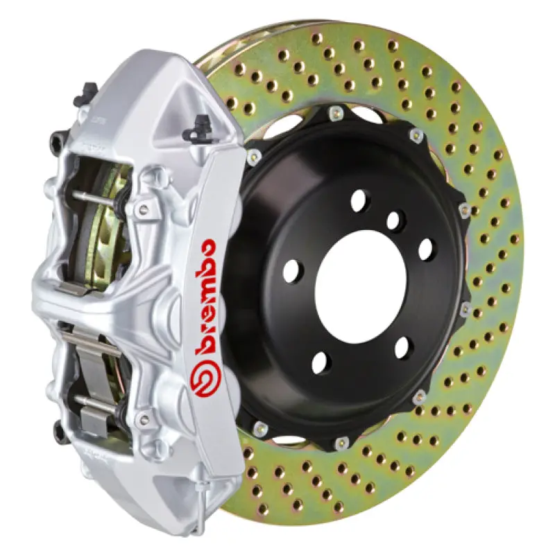 Brembo Gt Big Brake Kit For 2005–2013 Corvette Front – 6-Piston Calipers, 380X32Mm Drilled Two-Piece Rotors (Silver) 1