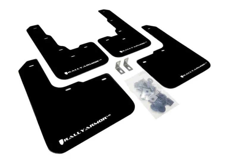 Rally Armor Ur-Series Mud Flaps For 2013–2016 Dodge Dart – Black With White Logo 1