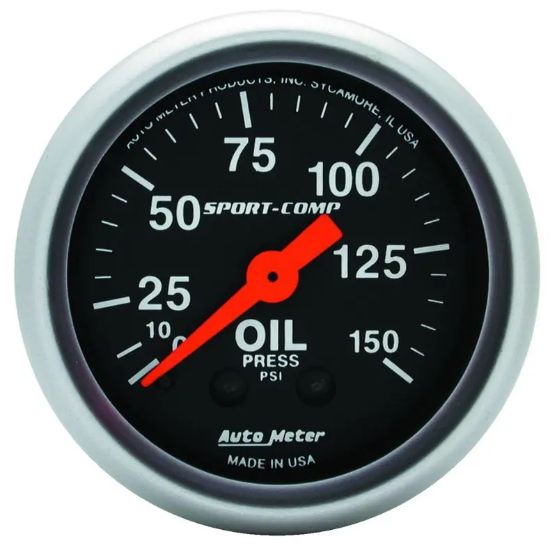 Autometer Sport Comp Mechanical Oil Pressure Gauge – 52Mm, 0–150 Psi Range 1