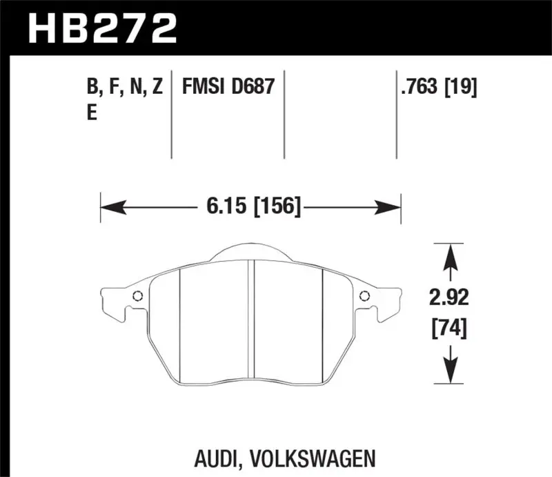 Hawk Dtc-60 Race Front Brake Pads For 2000–2002 Audi Tt 1.8L (Base & Quattro) 1