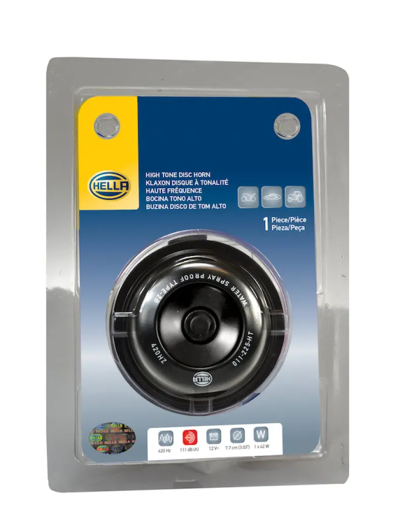 Hella Universal 12V Black Horn With 77Mm Disc Mount 1